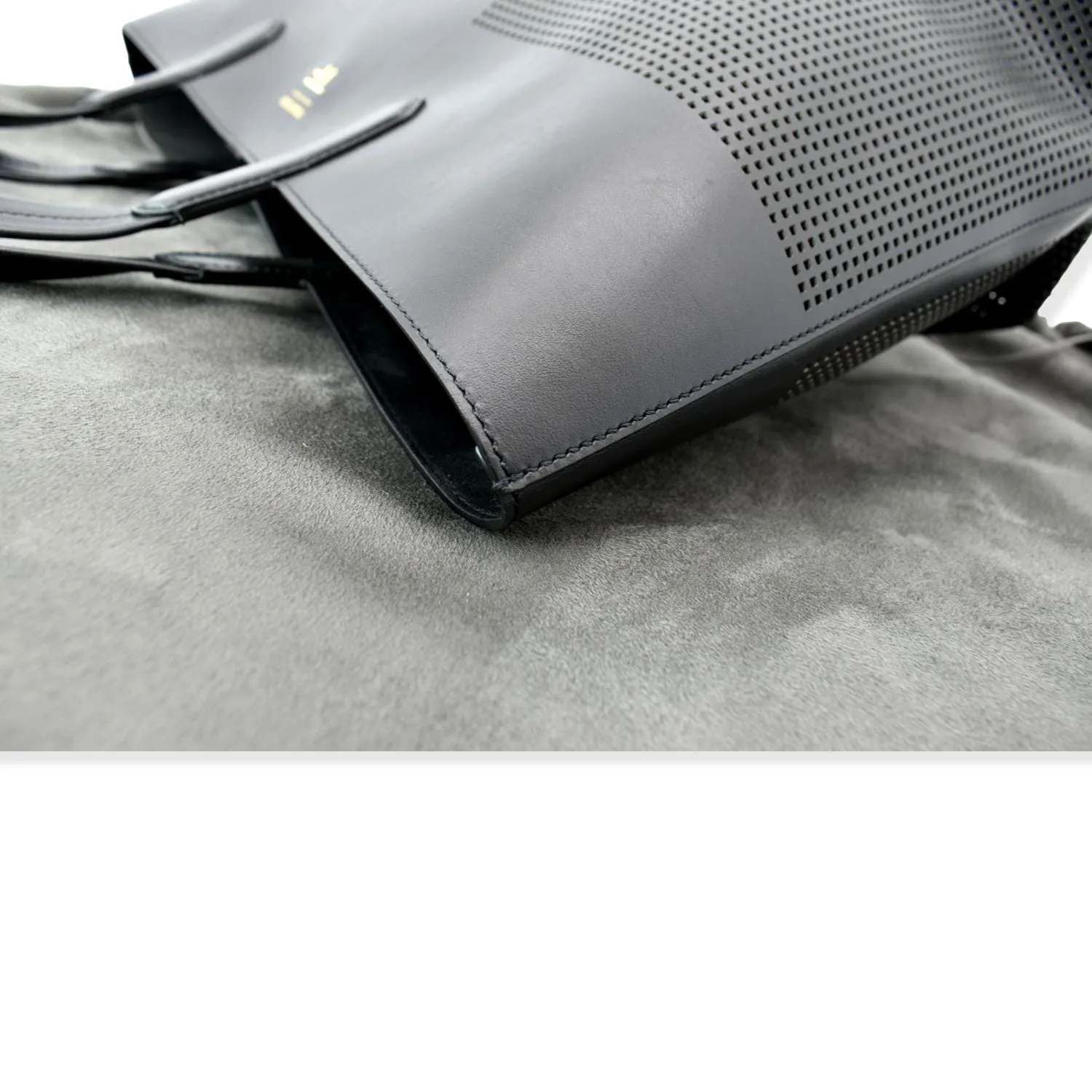 TOM FORD East/West Graphic T Perforated Leather Tote Bag Black