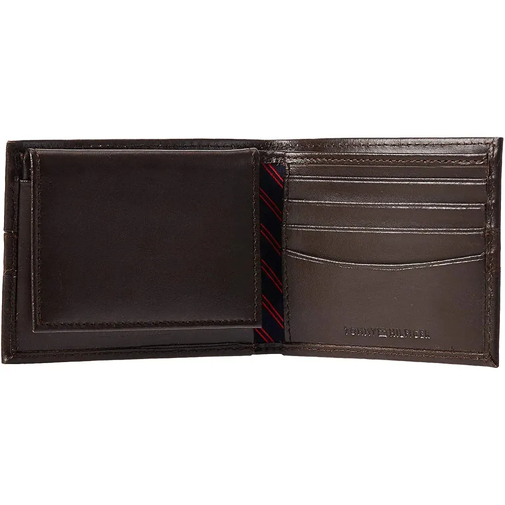 Tommy Hilfiger Men's Leather Wallet  Slim Bifold Brown
