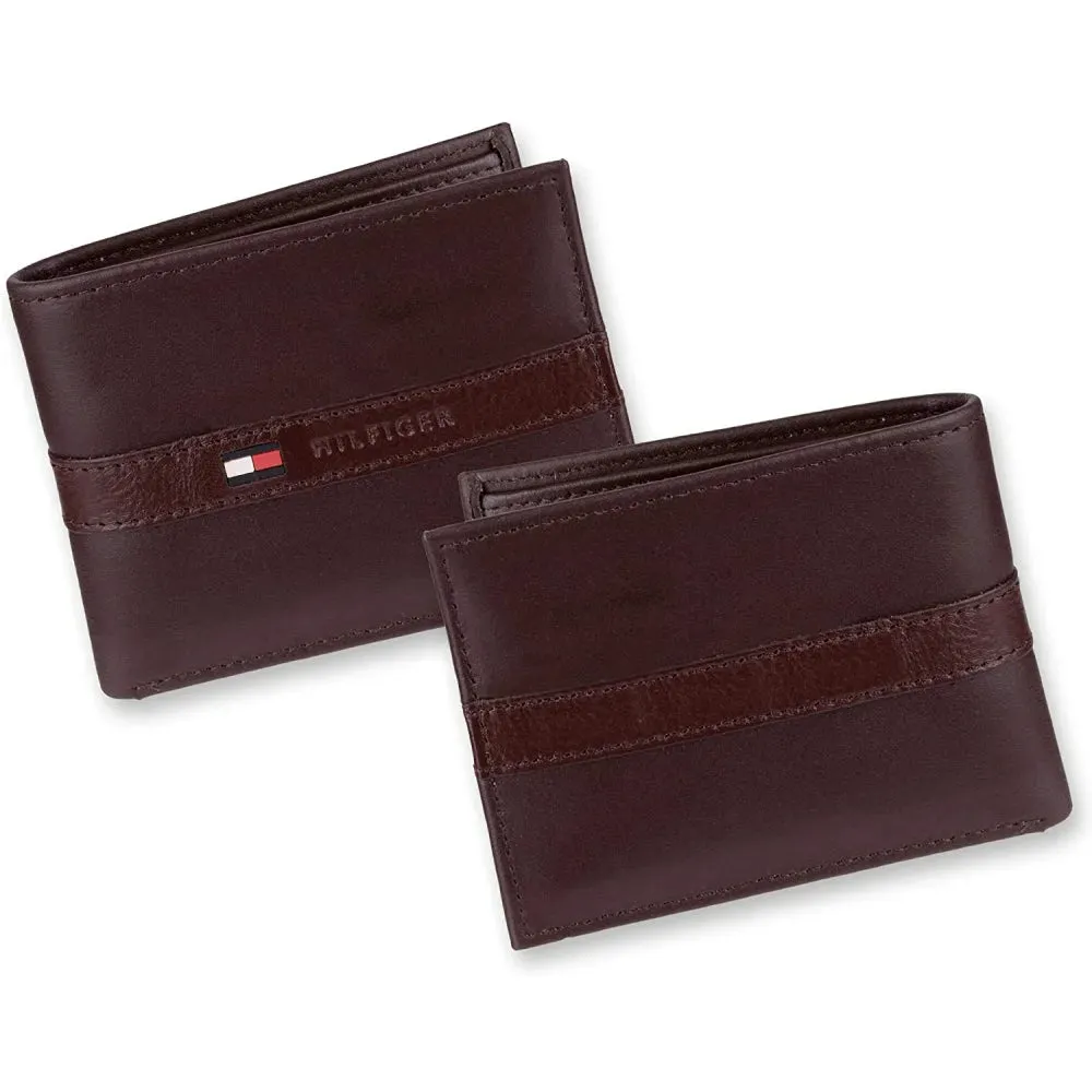 Tommy Hilfiger Men's Leather Wallet  Slim Bifold Brown