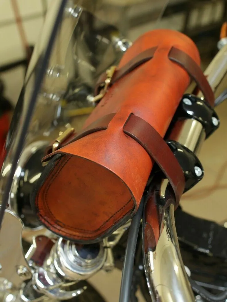 Tool Bag Saddle BrownDis Leather Chopper Bobber Harley Sportster Nightster Dyna
