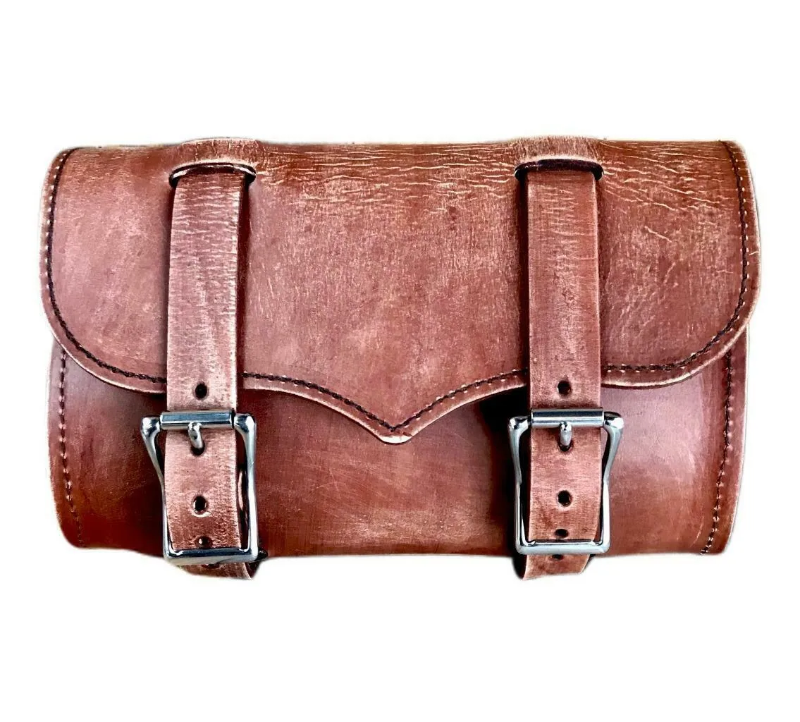 Tool Bag Saddle BrownDis Leather Chopper Bobber Harley Sportster Nightster Dyna