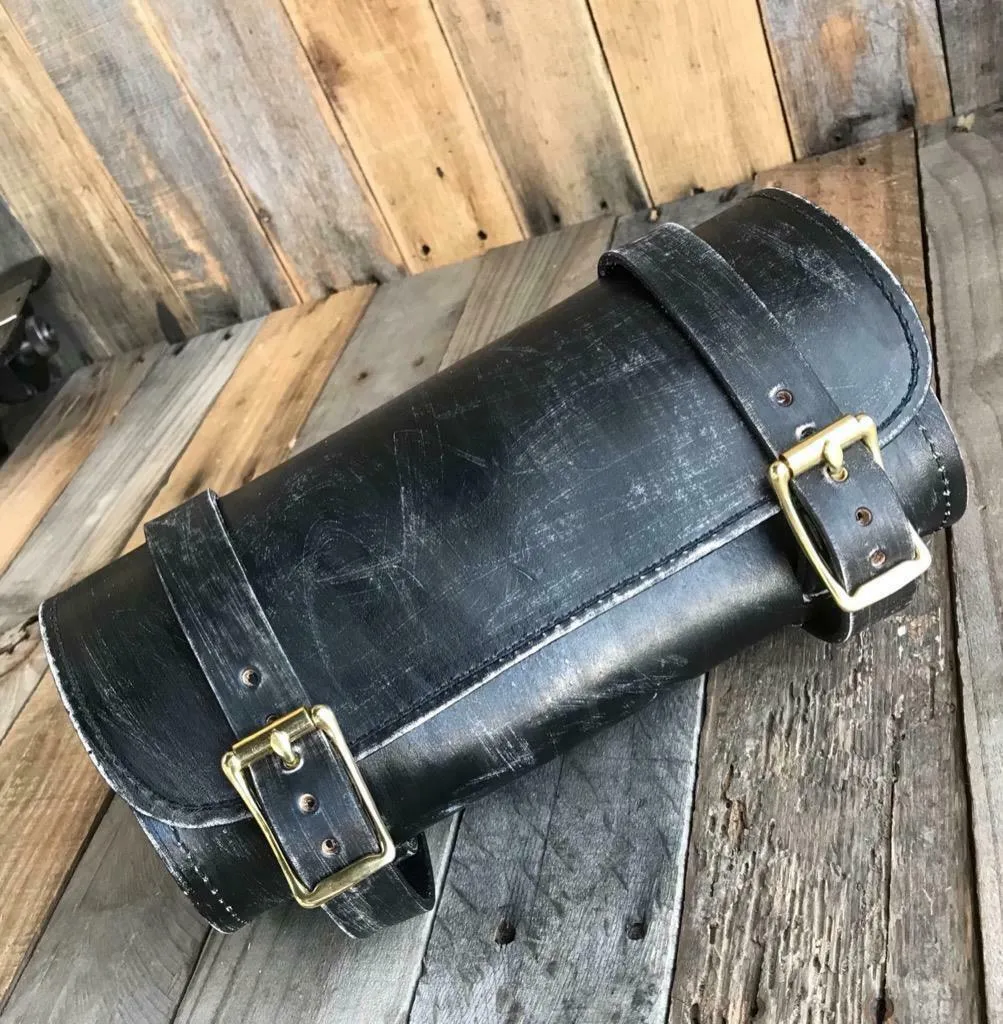 Tool Roll Bag Saddle Harley Chopper Bobber Motorcycle Sportster Blk D Leather BD