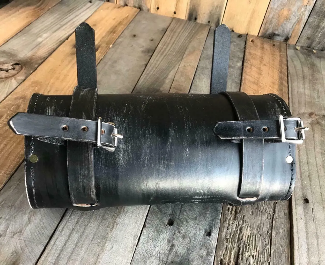 Tool Roll Bag Saddle Harley Chopper Bobber Motorcycle Sportster Blk D Leather BD