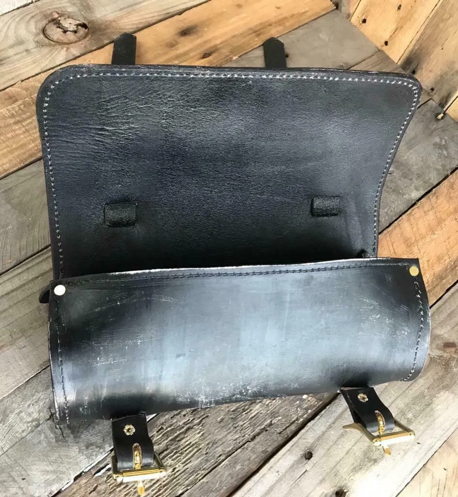 Tool Roll Bag Saddle Harley Chopper Bobber Motorcycle Sportster Blk D Leather BD