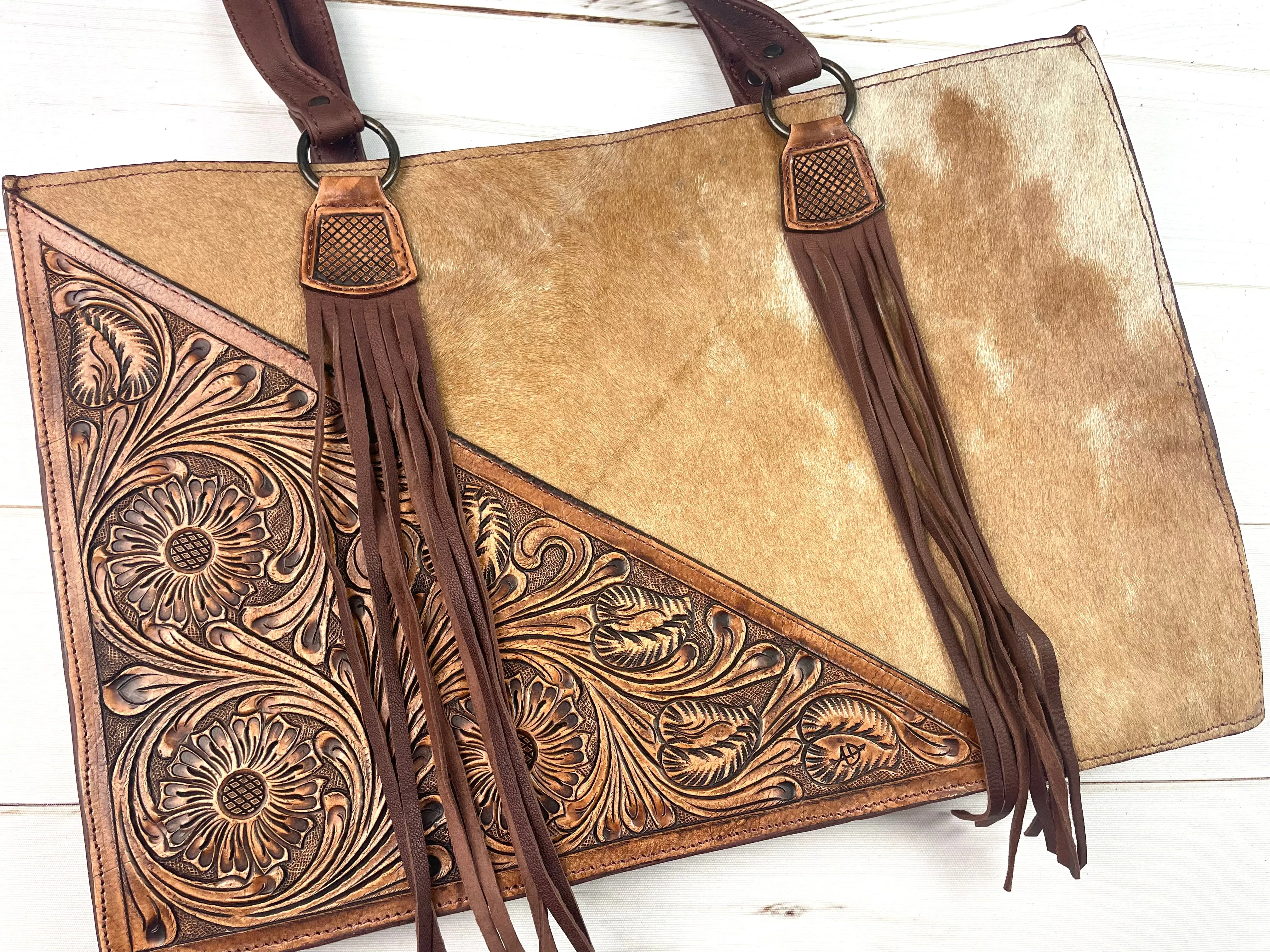 Tooled Hide Swatch Large Bag