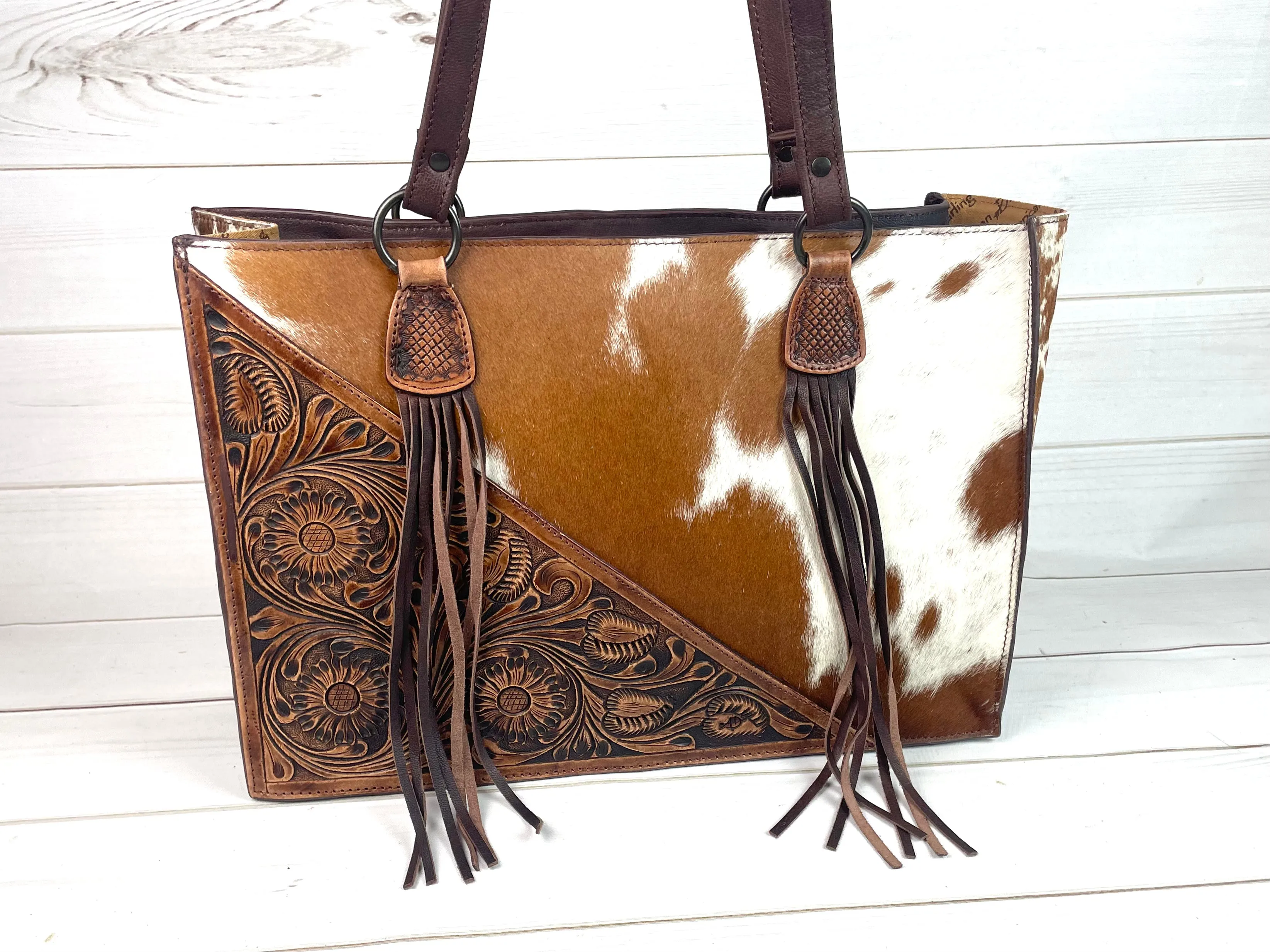 Tooled Hide Swatch Large Bag
