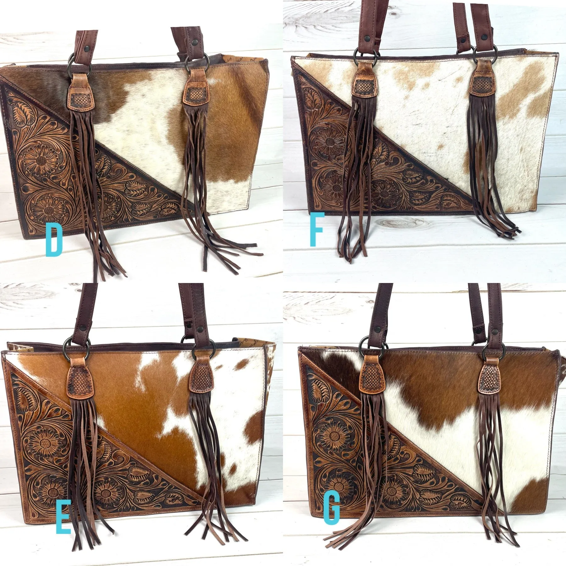 Tooled Hide Swatch Large Bag