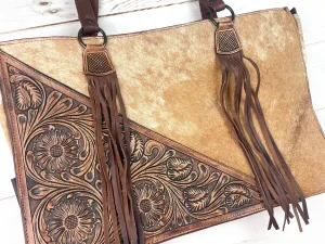 Tooled Hide Swatch Large Bag