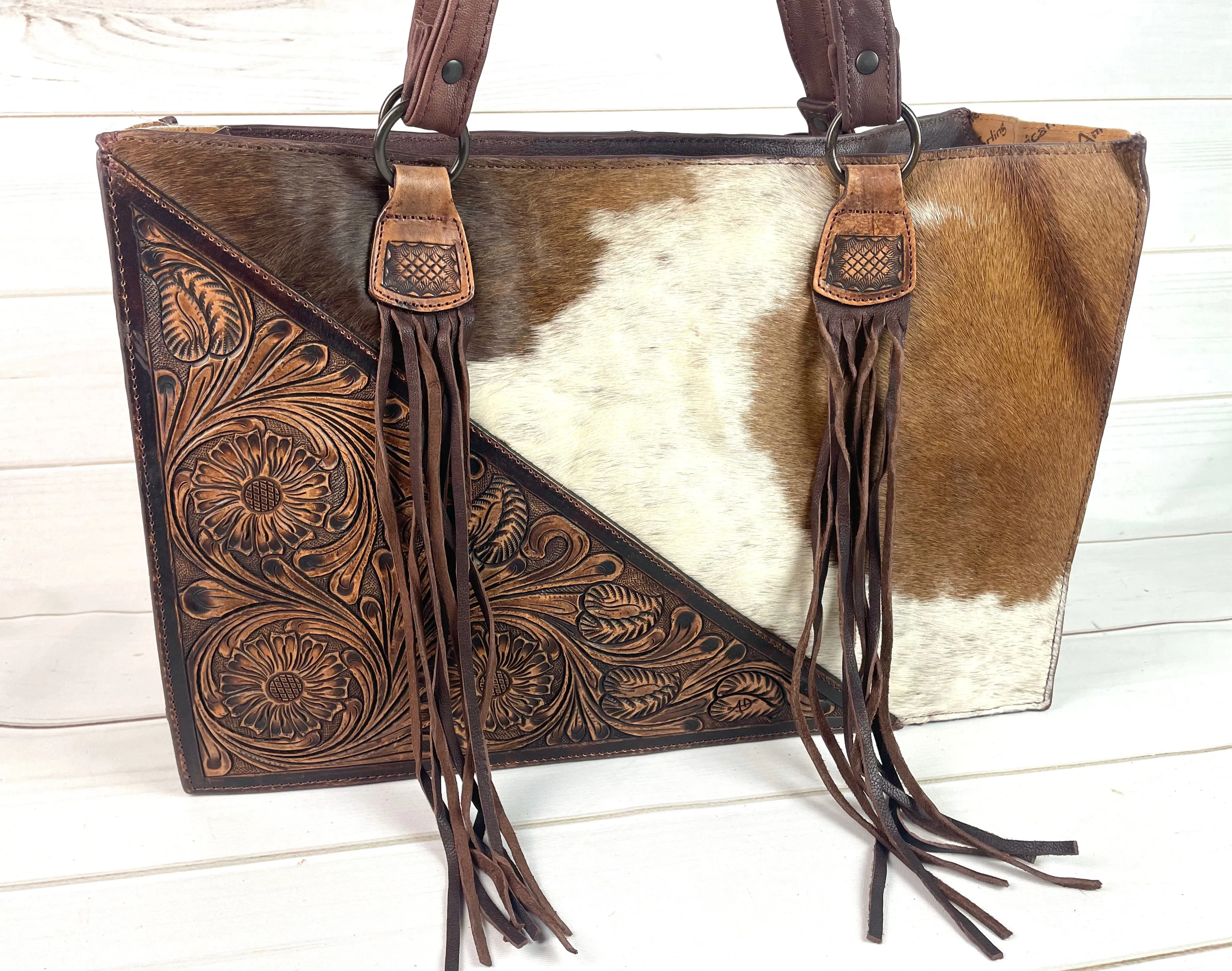 Tooled Hide Swatch Large Bag