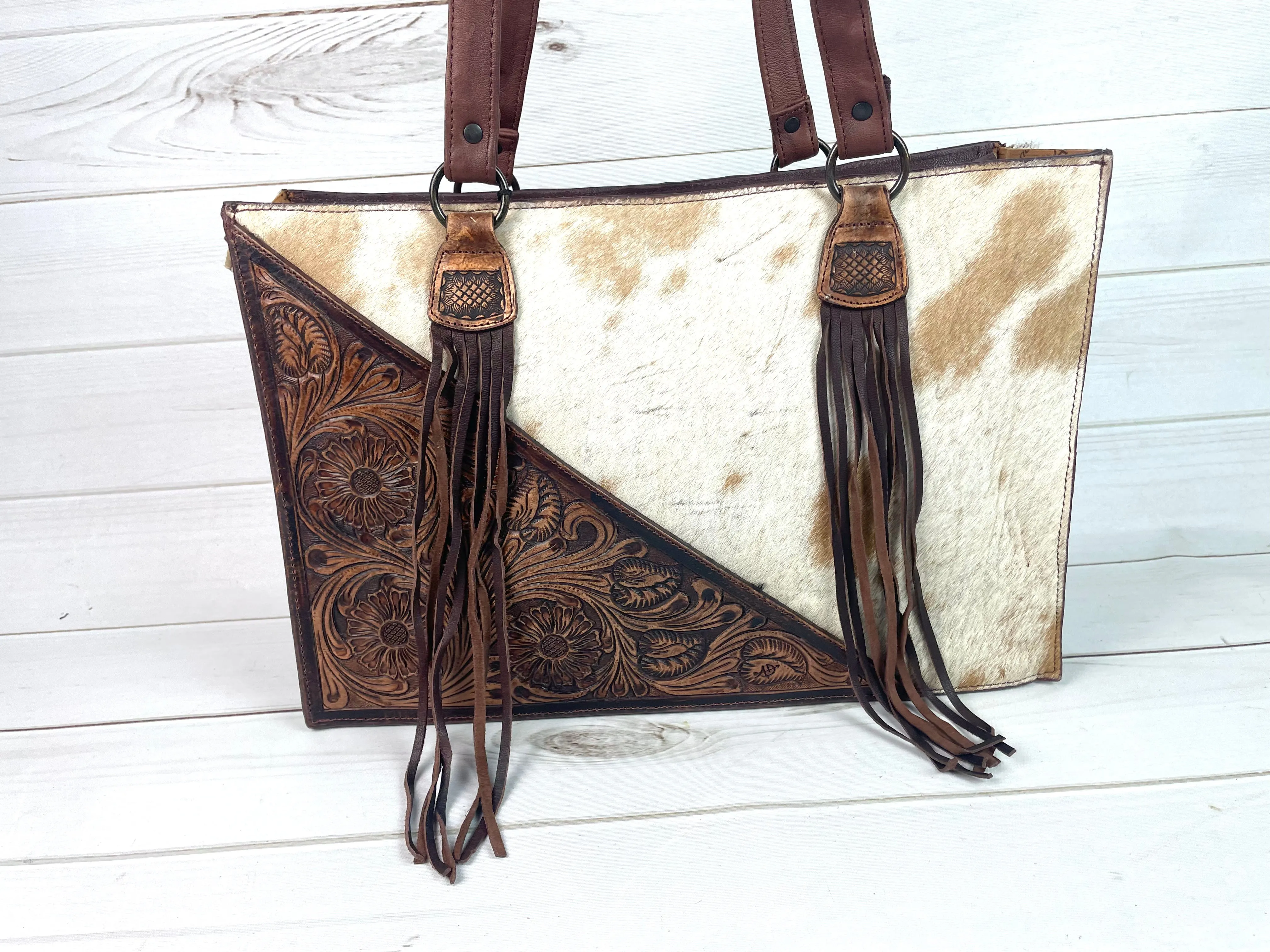 Tooled Hide Swatch Large Bag