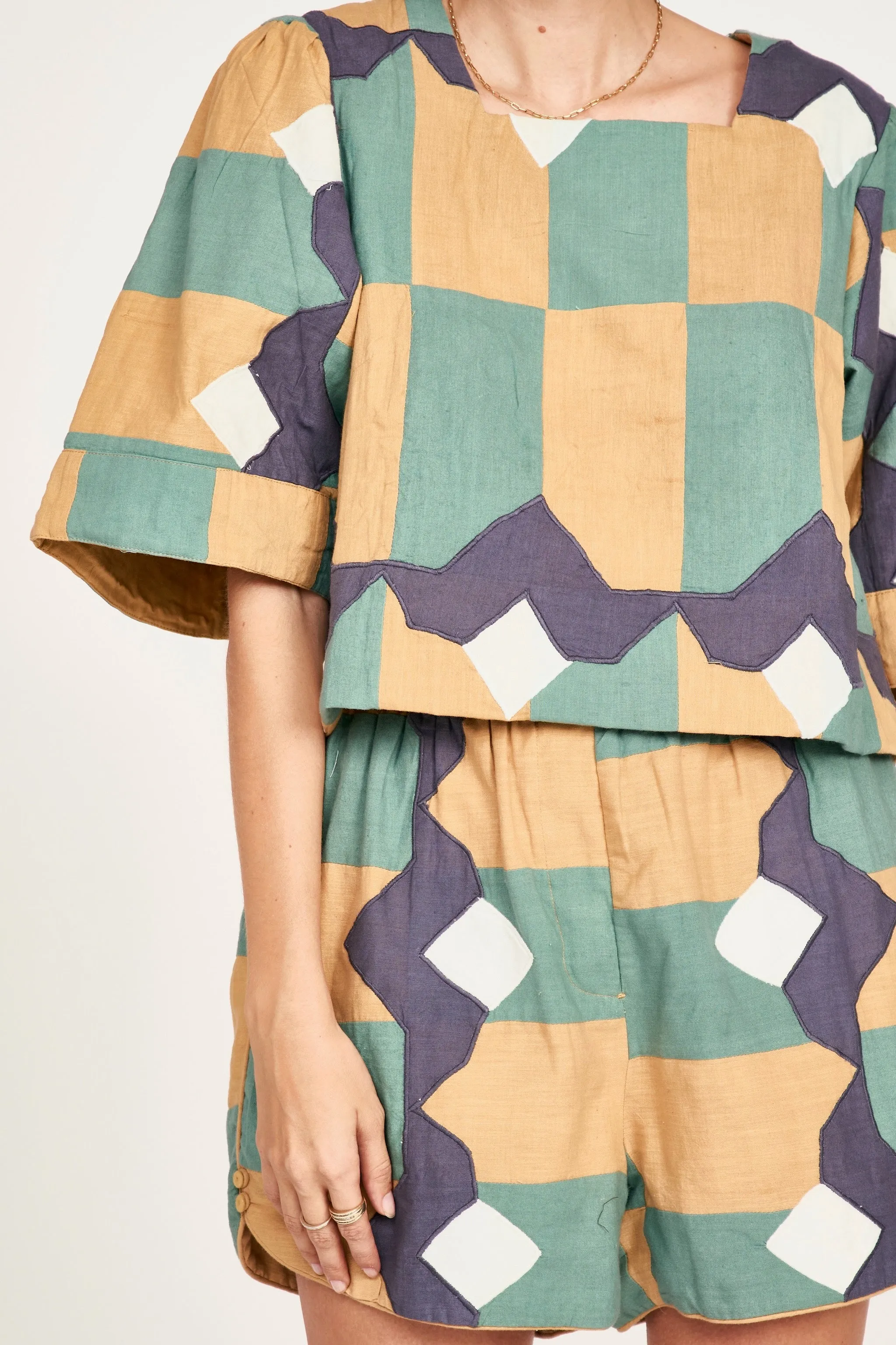 Track Shorts in Teal Origami