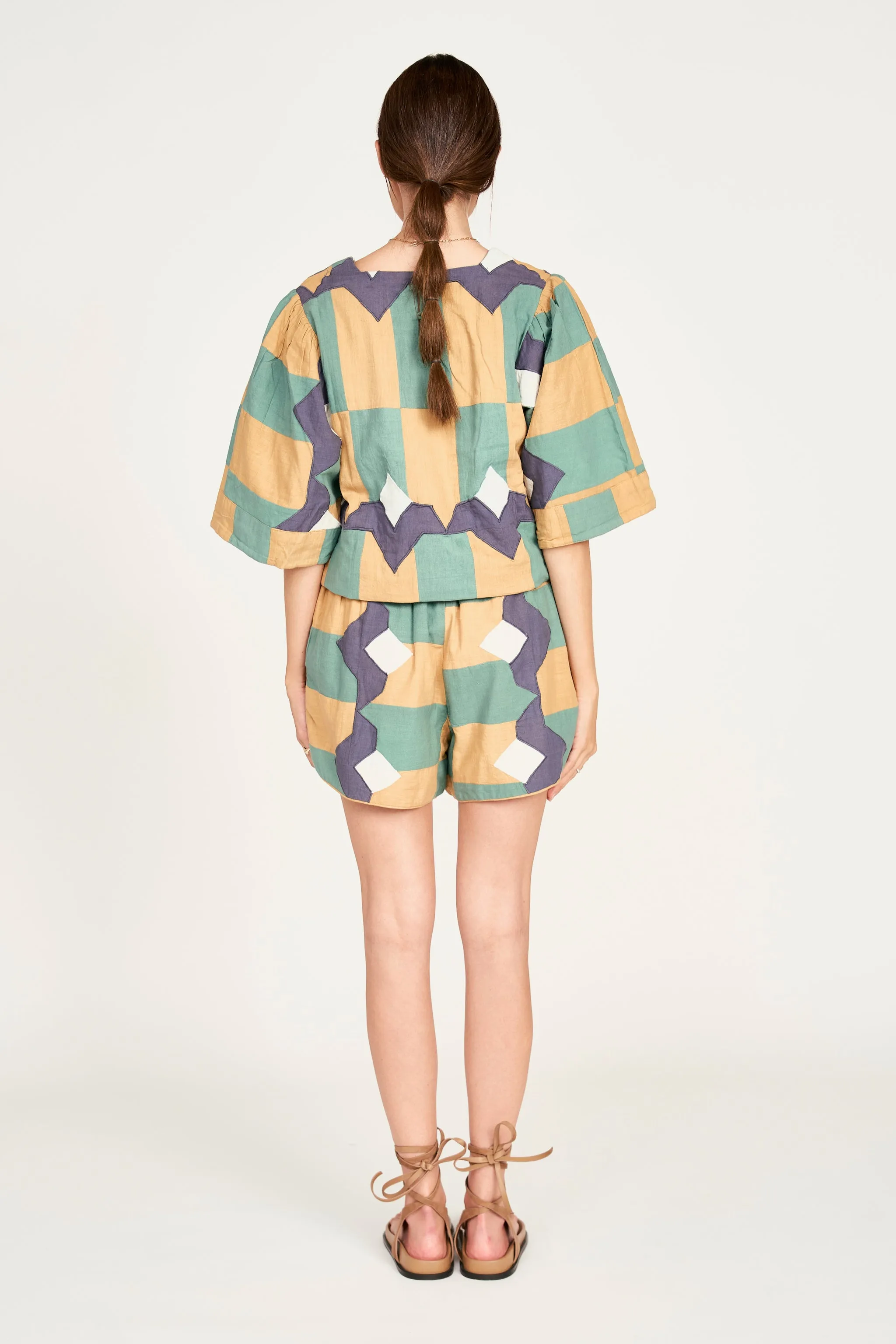 Track Shorts in Teal Origami