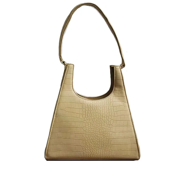 Triangle Crocodile Leather Shoulder Bag