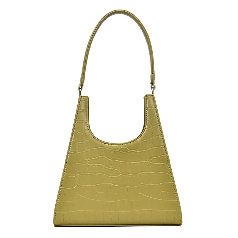 Triangle Crocodile Leather Shoulder Bag