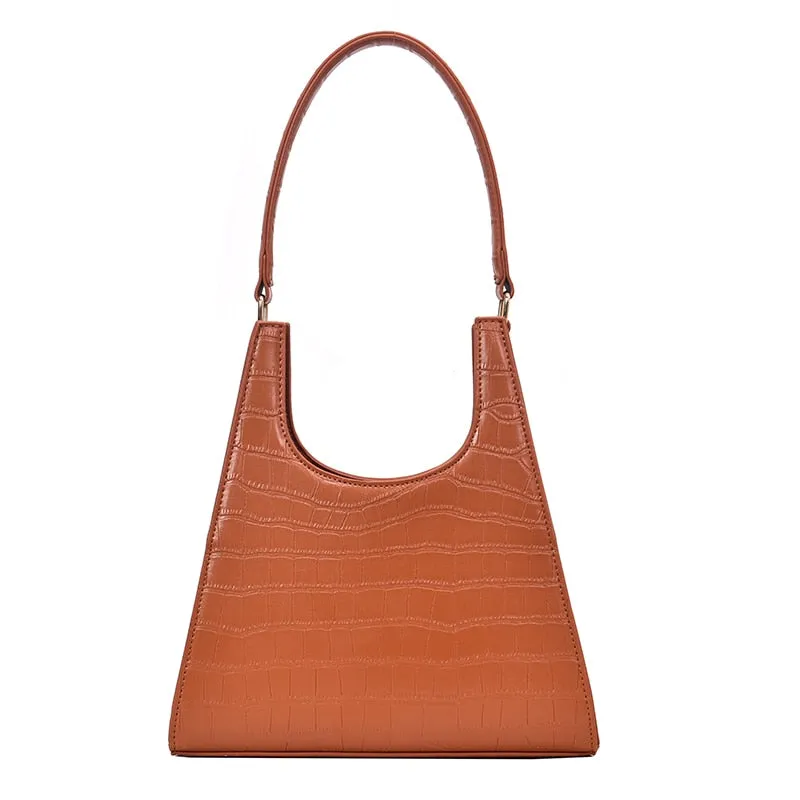 Triangle Crocodile Leather Shoulder Bag
