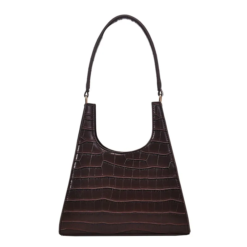 Triangle Crocodile Leather Shoulder Bag