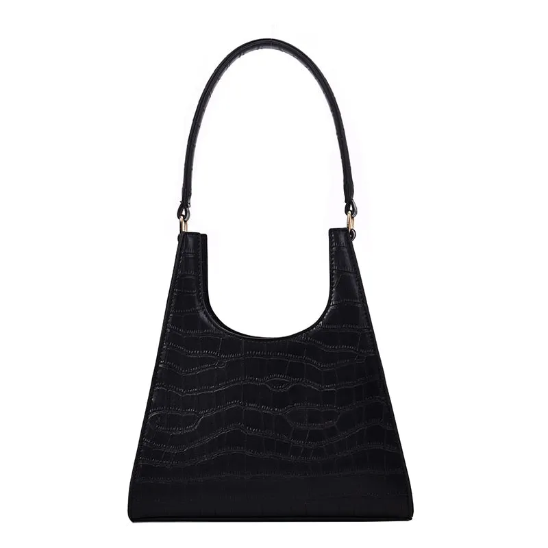 Triangle Crocodile Leather Shoulder Bag