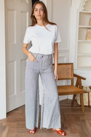 Tulip Wide Leg in Black Natural Stripe