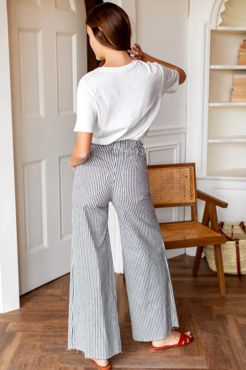 Tulip Wide Leg in Black Natural Stripe