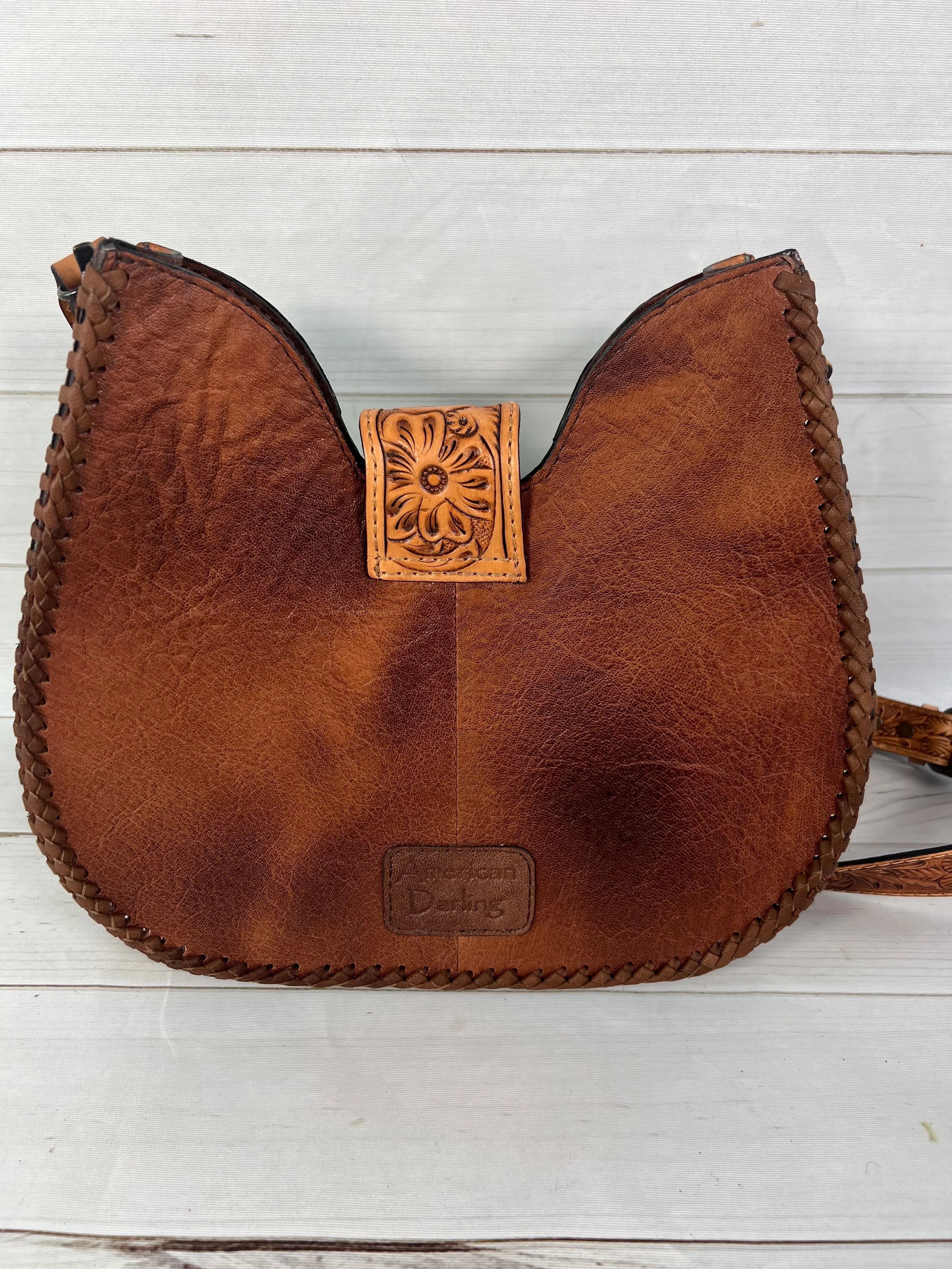 Turquoise Alligator Pattern Leather Tooled Hobo