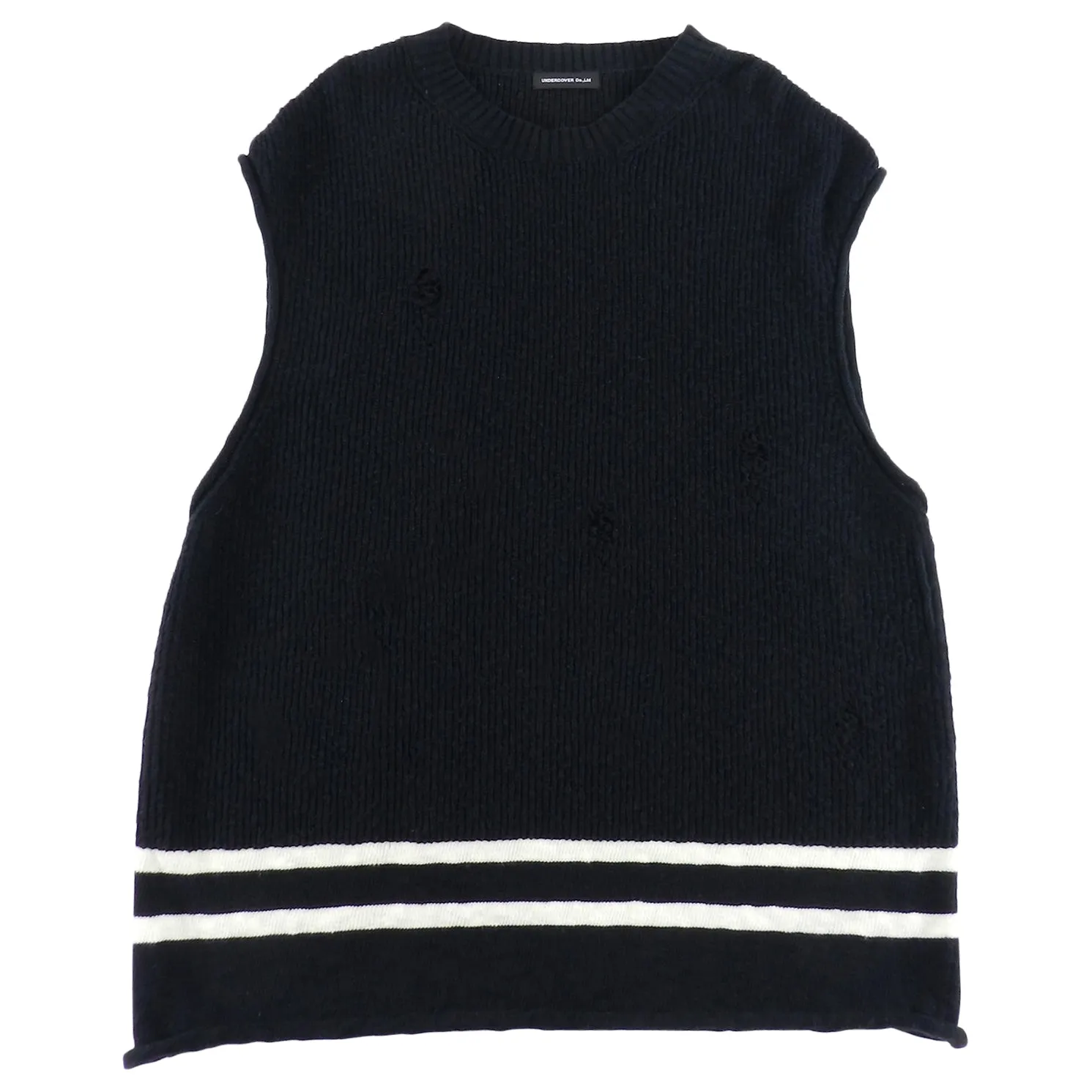 Undercover Spring 2018 Black Oversized Distressed Sweater Vest - L