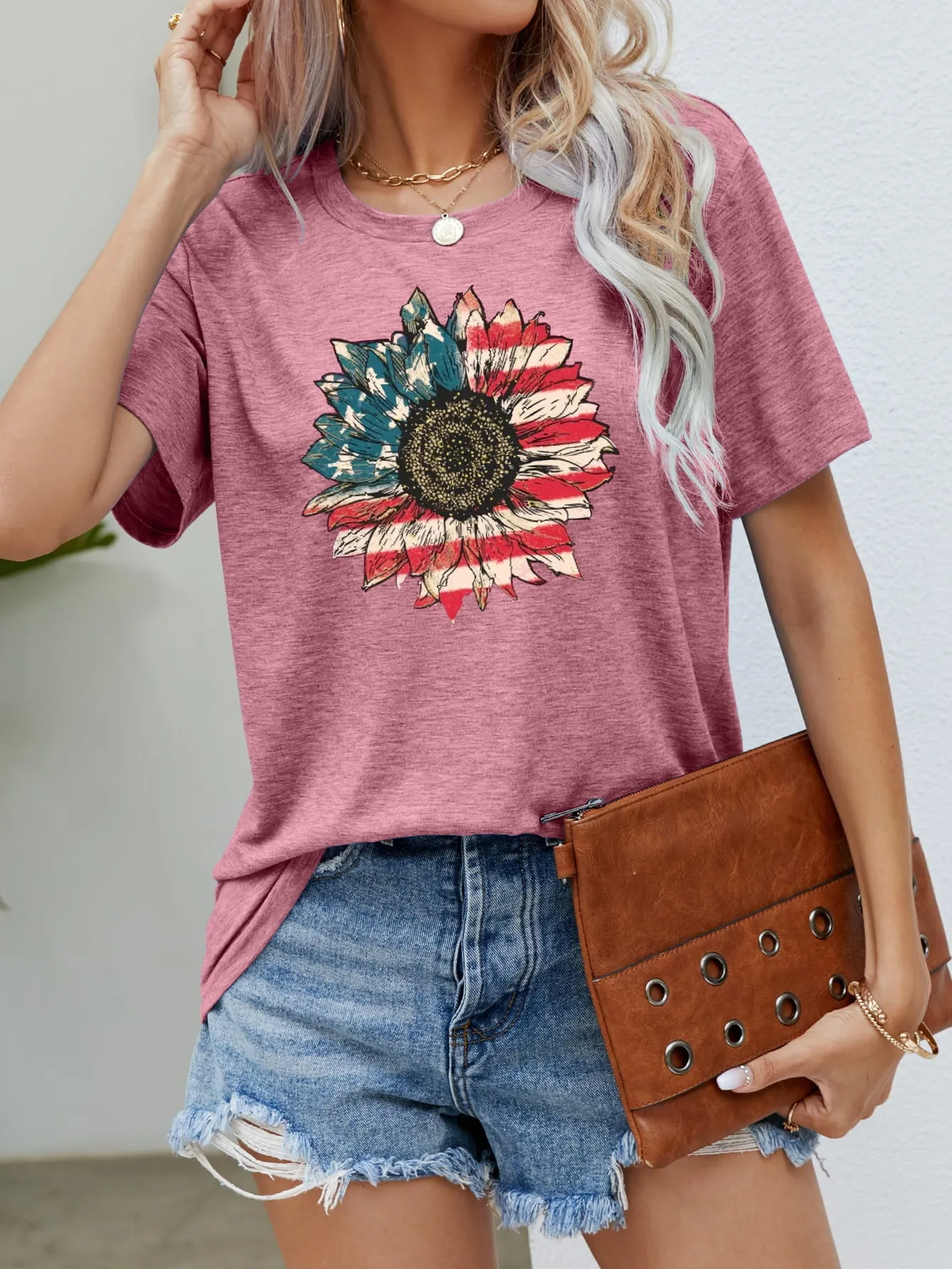 US Flag Flower Graphic Tee (5 Colors)