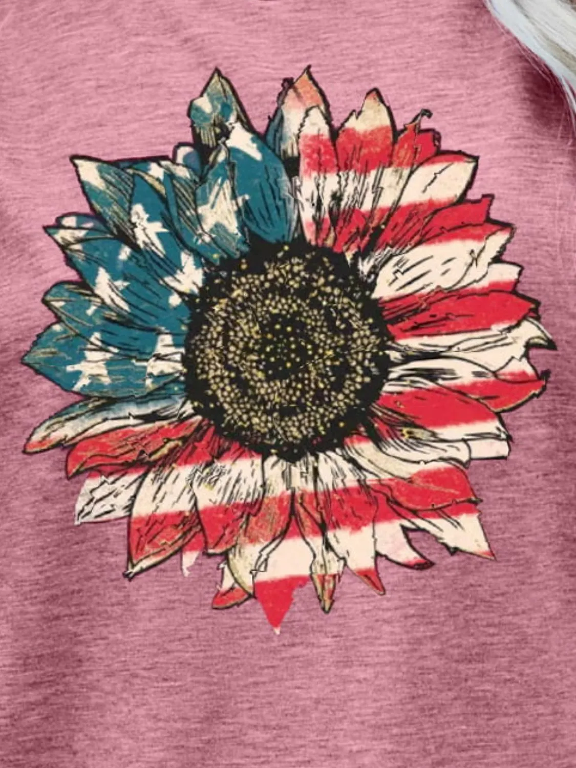 US Flag Flower Graphic Tee (5 Colors)