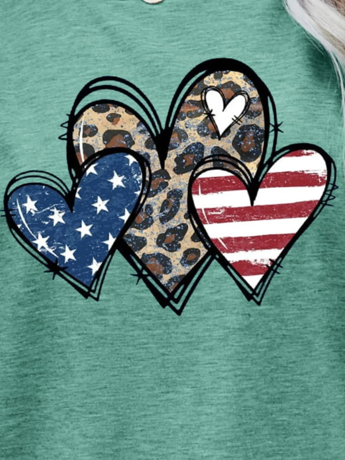 US Flag Leopard Heart Graphic Tee (5 Colors)