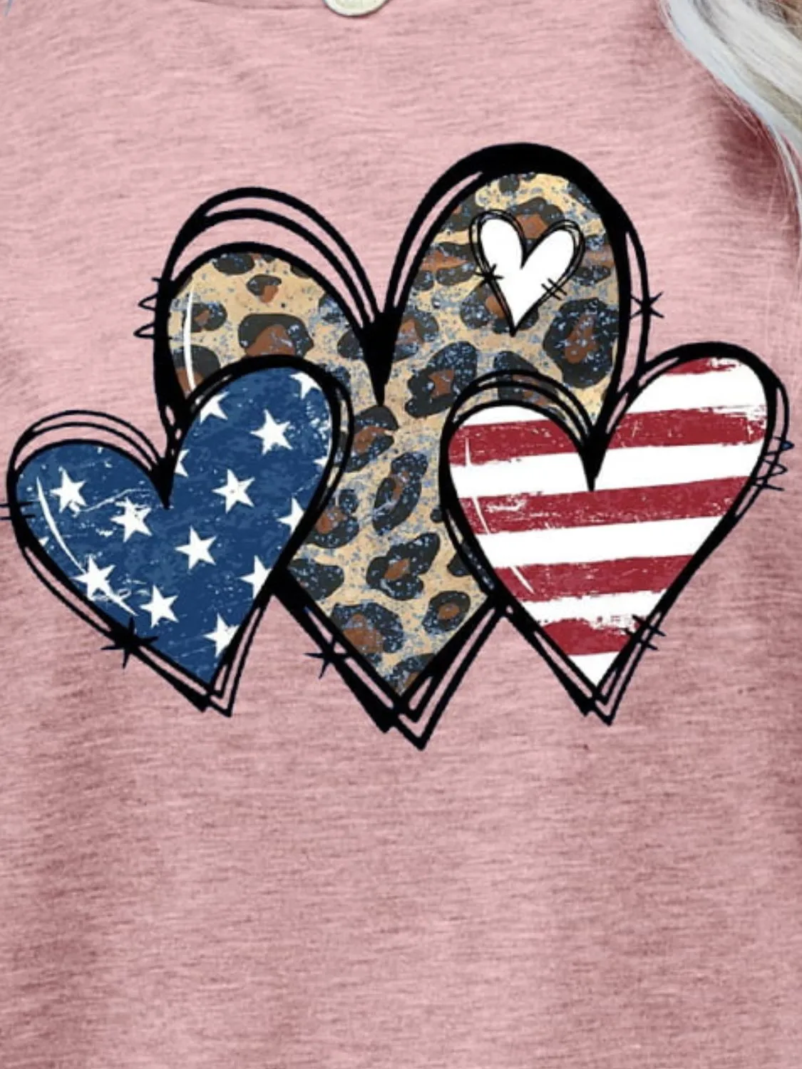 US Flag Leopard Heart Graphic Tee (5 Colors)
