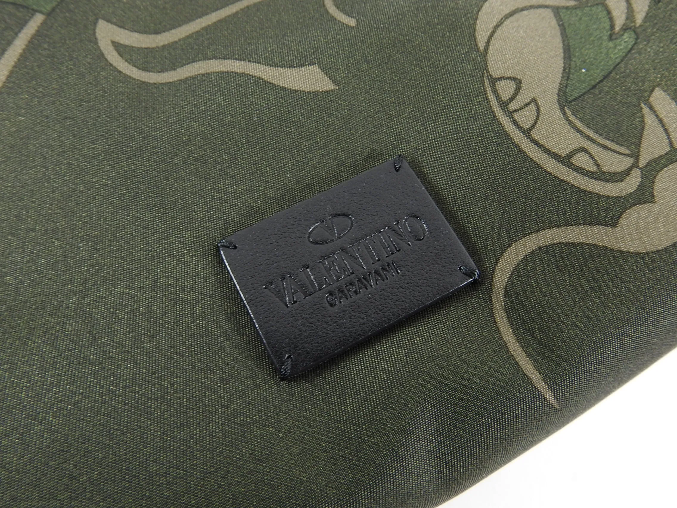 Valentino Olive Camouflage Rockstud Panther Toiletry Bag