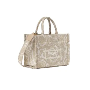 VERSACE BAROCCO ATHENA SMALL TOTE BAG BEIGE PRINT