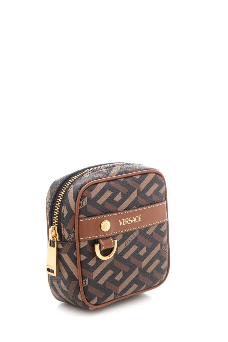 Versace Brown La Greca Monogram Wallet