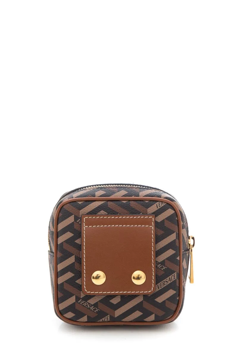 Versace Brown La Greca Monogram Wallet