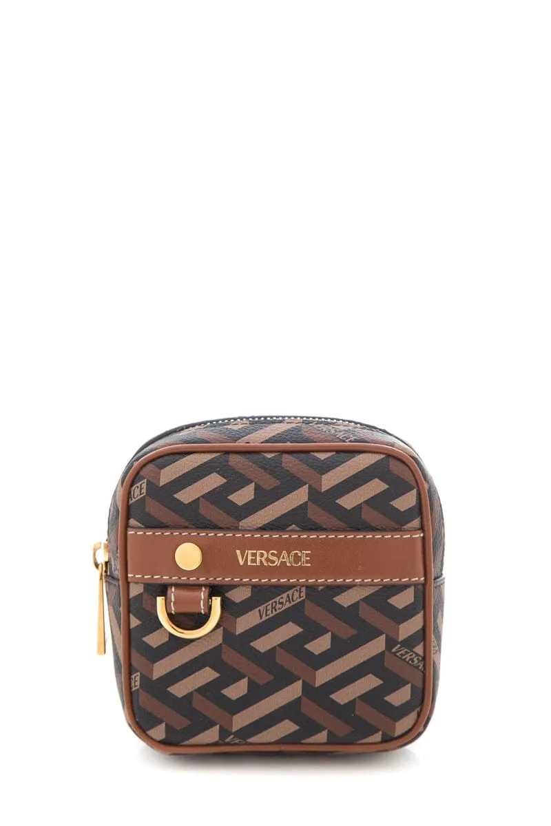 Versace Brown La Greca Monogram Wallet