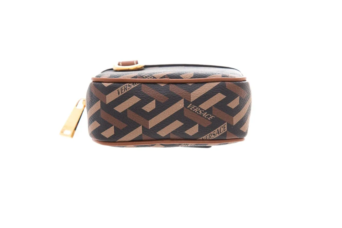 Versace Brown La Greca Monogram Wallet