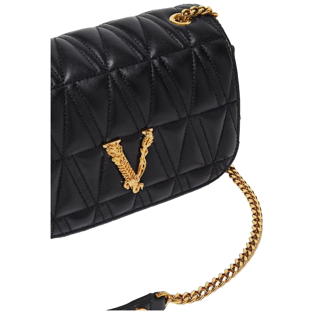 VERSACE SMALL VIRTUS SHOULDER BAG BLACK/GOLD