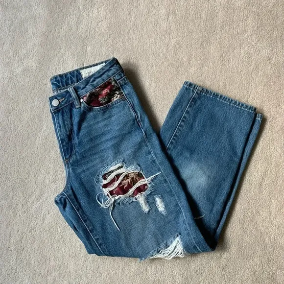 VINCE Camuto 9068304 Patch work Jeans Straight Leg, 25