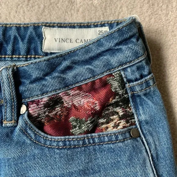 VINCE Camuto 9068304 Patch work Jeans Straight Leg, 25
