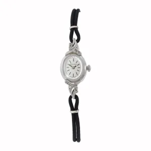 Vintage 1970's Bulova Cocktail Watch White Gold Plate with Diamonds