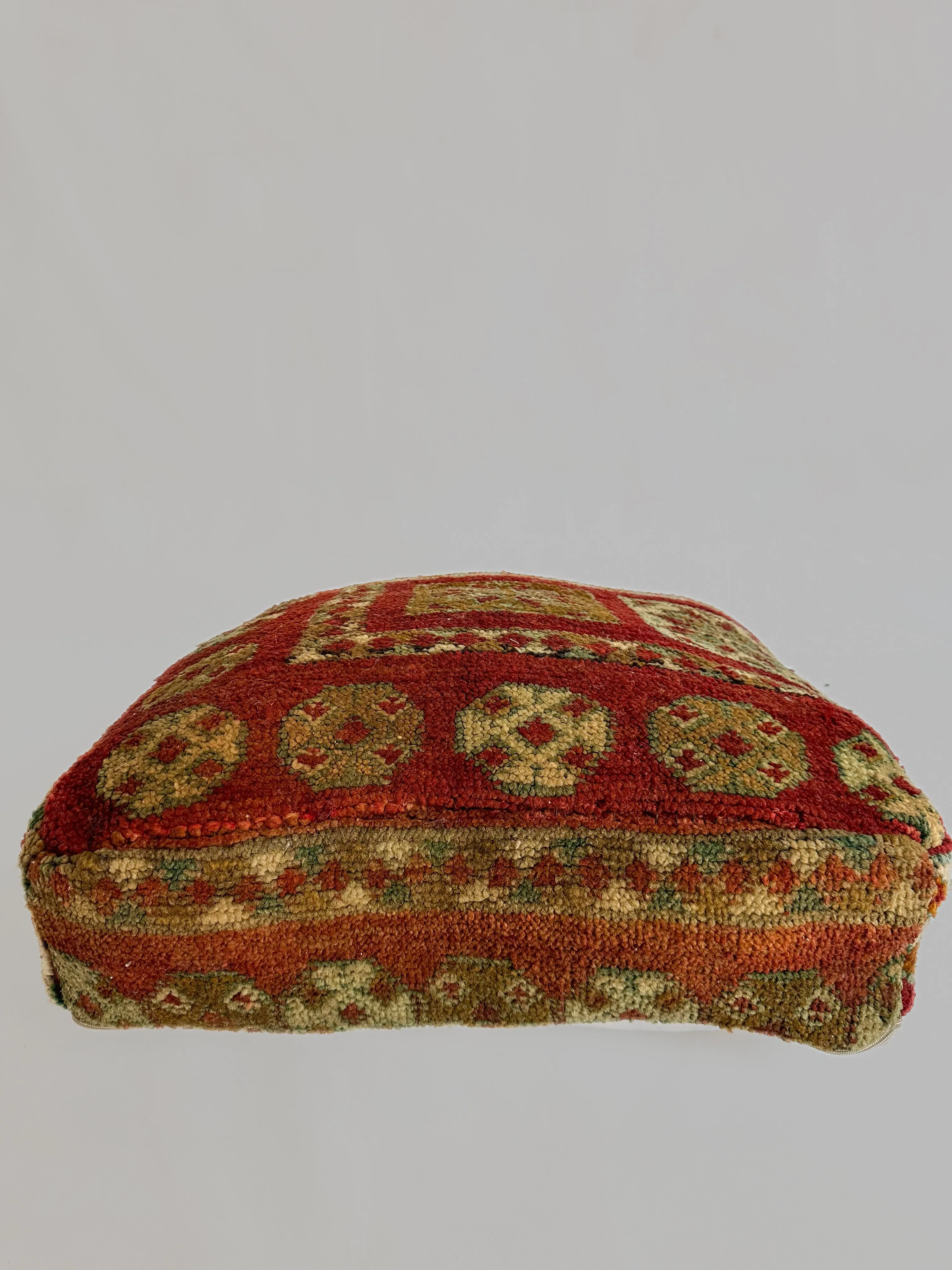 Vintage Beni M'Guild Pouf - Red, Green Accents