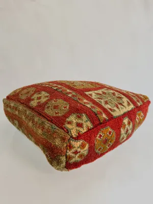 Vintage Beni M'Guild Pouf - Red, Green Accents