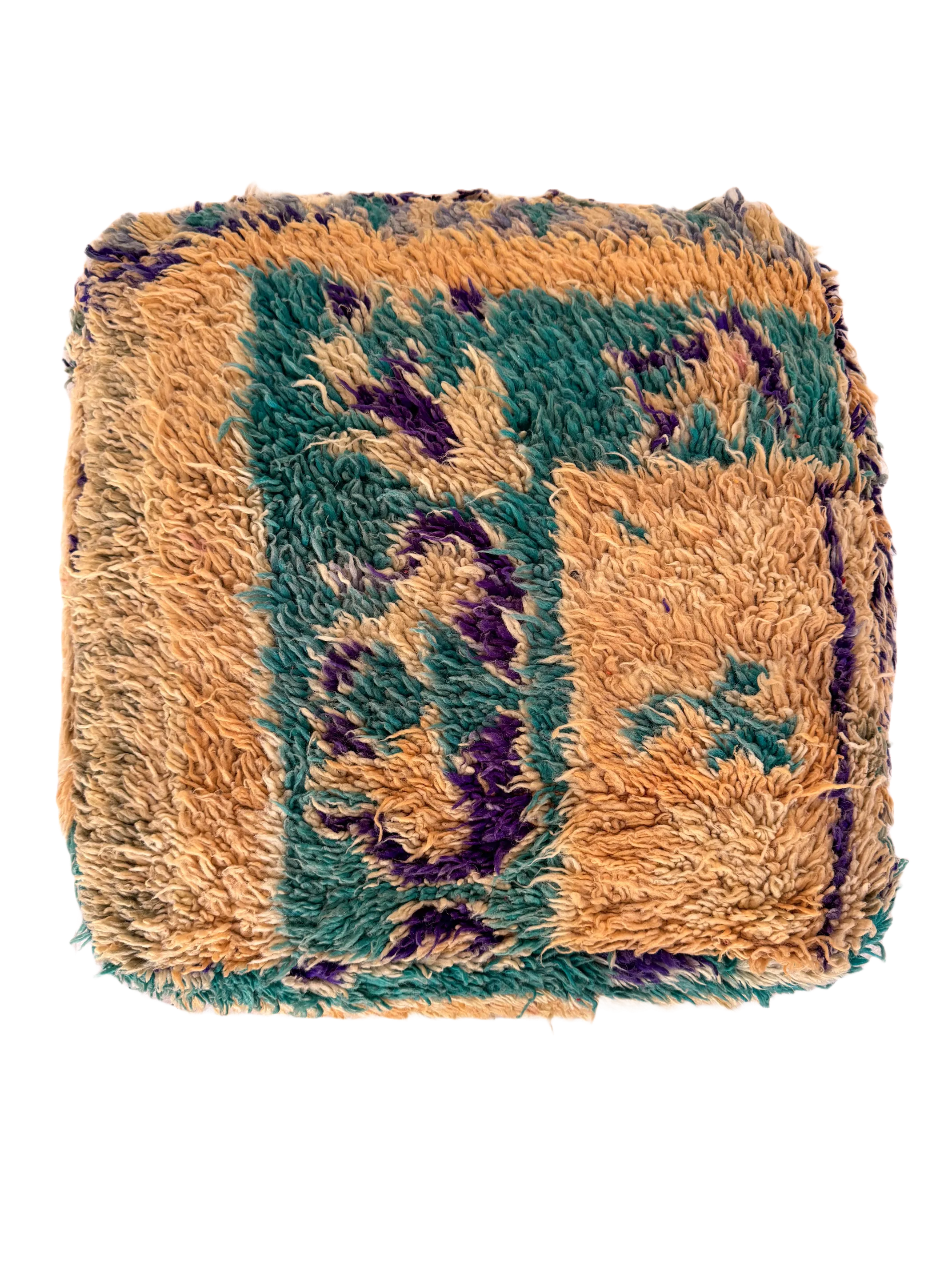Vintage Beni M'Guild Pouf - Teal/Purple Accent