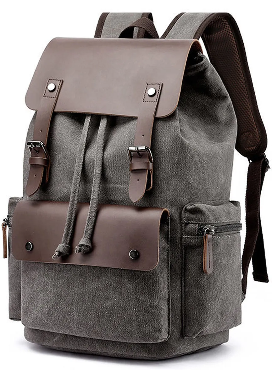Vintage Canvas Backpack Drawstring Rucksack 20-35L