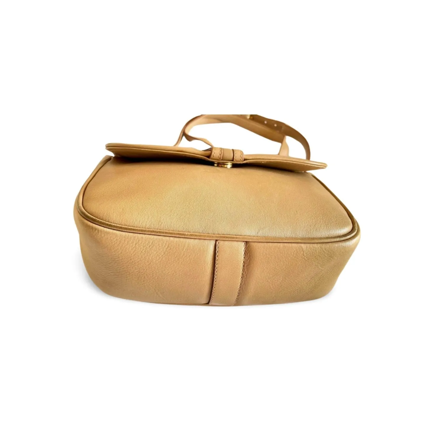 Vintage Celine beige leather shoulder bag with golden Triomphe and logo. Elegant and classic purse. 060123ac4