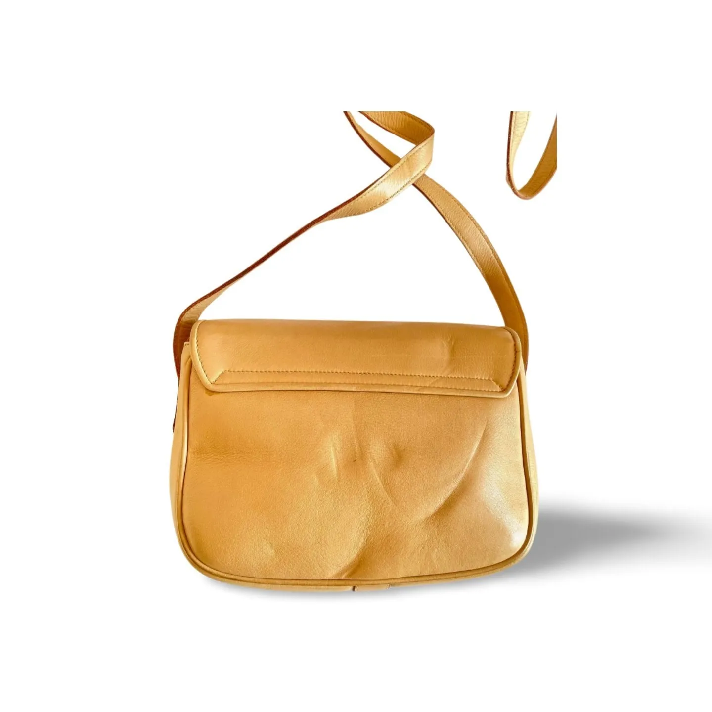 Vintage Celine beige leather shoulder bag with golden Triomphe and logo. Elegant and classic purse. 060123ac4