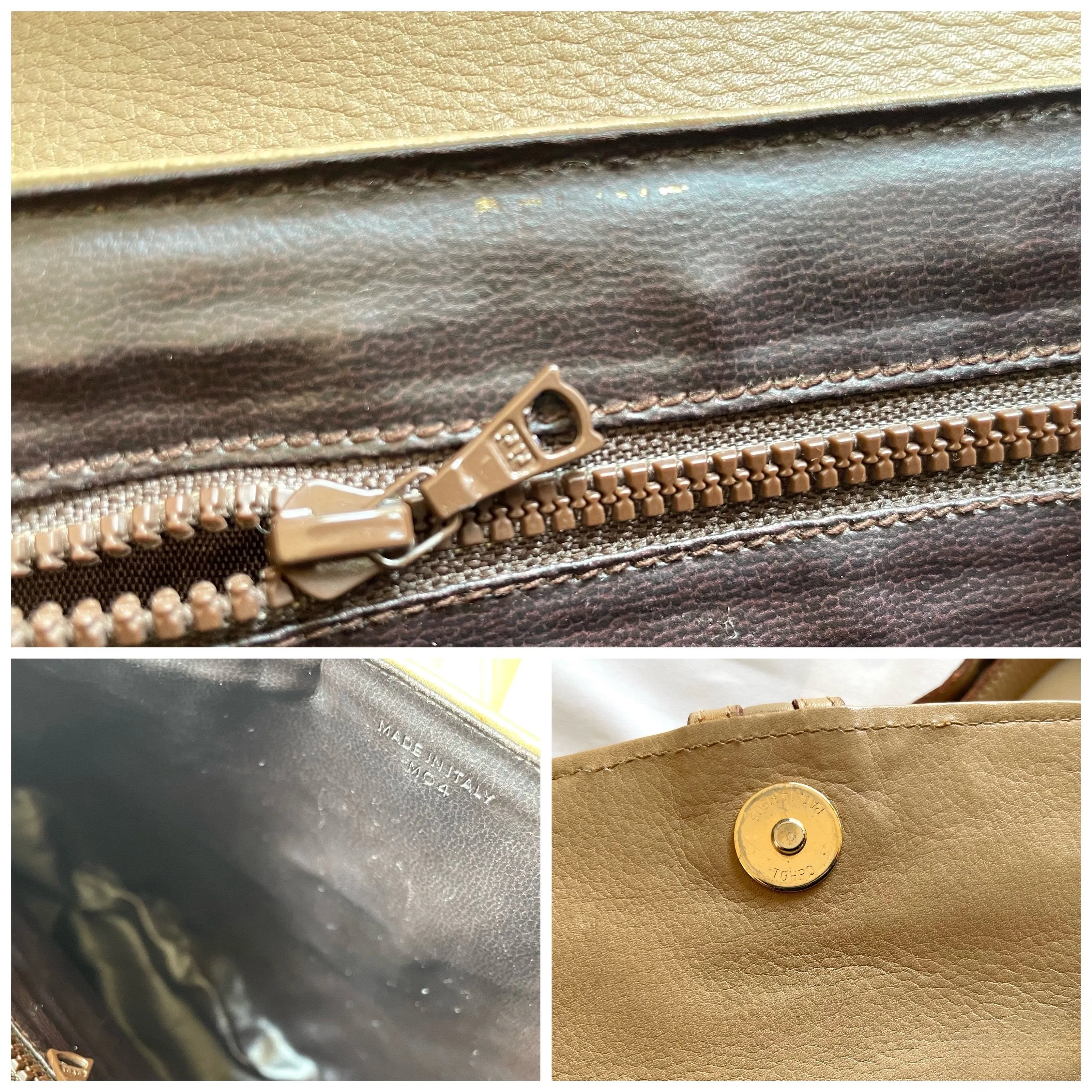 Vintage Celine beige leather shoulder bag with golden Triomphe and logo. Elegant and classic purse. 060123ac4