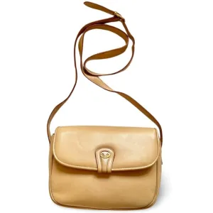 Vintage Celine beige leather shoulder bag with golden Triomphe and logo. Elegant and classic purse. 060123ac4