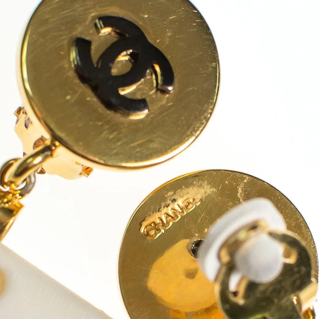 Vintage Chanel Black and White Shopping Bag Statement Earrings