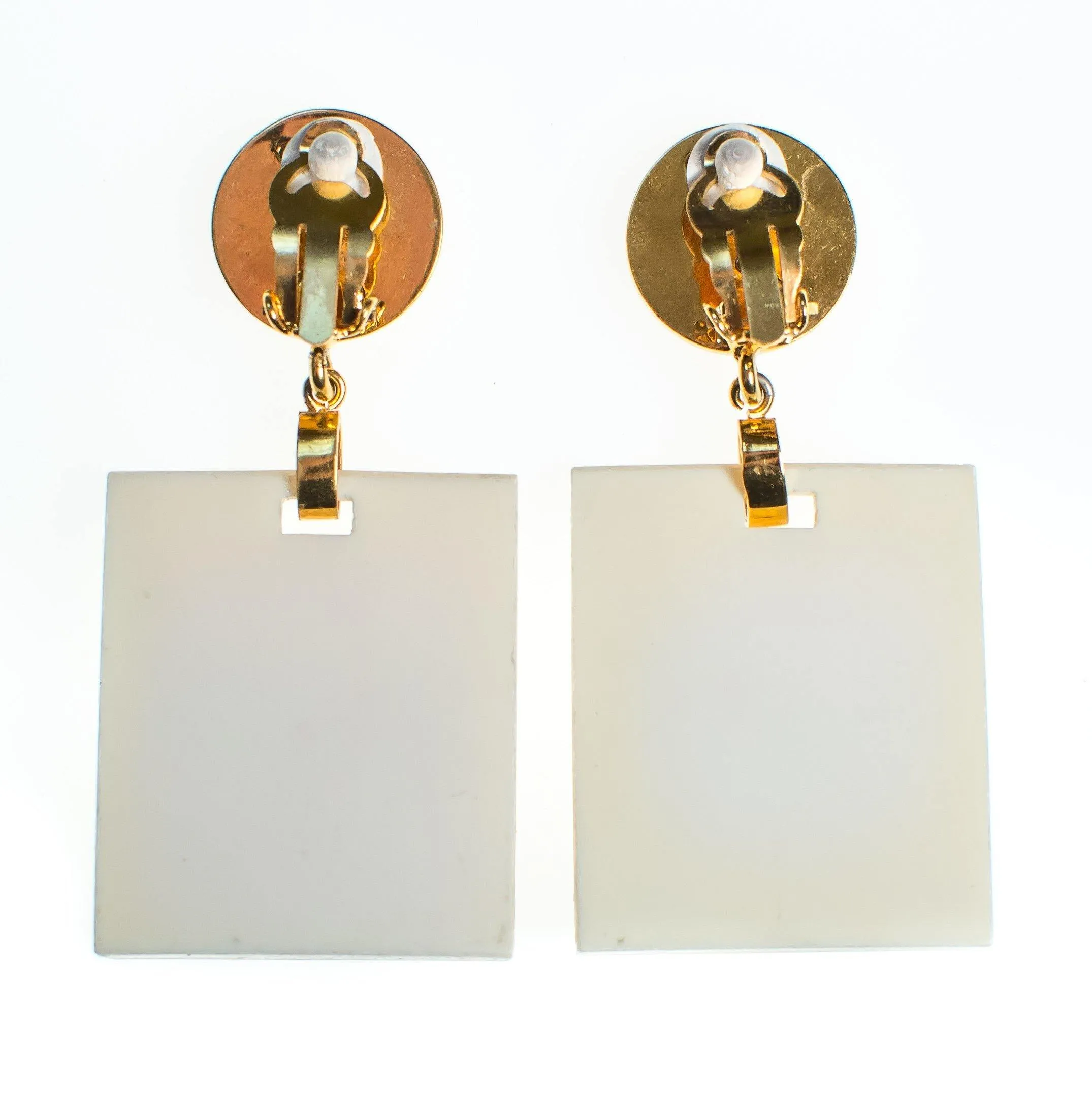Vintage Chanel Black and White Shopping Bag Statement Earrings