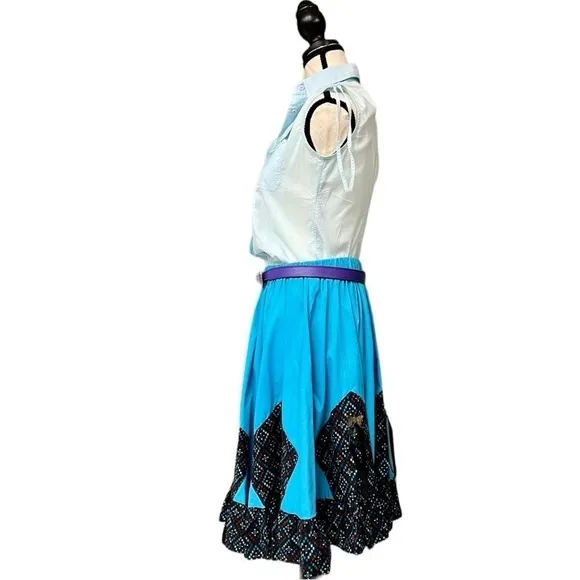 Vintage Country Western Square-dancing Blue and Black Patchwork Skirt